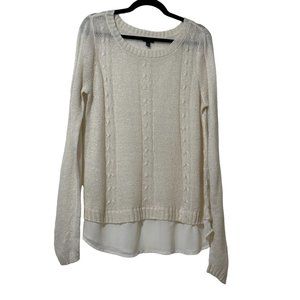 Torrid size 1X cream cable knit soft lightweight crew neck sweater
